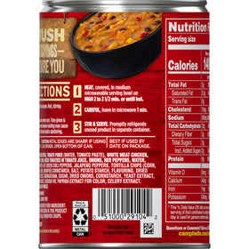 Outdoors campfire-ready Campbell’s Chunky Chicken Tortilla Soup warms meals fast.