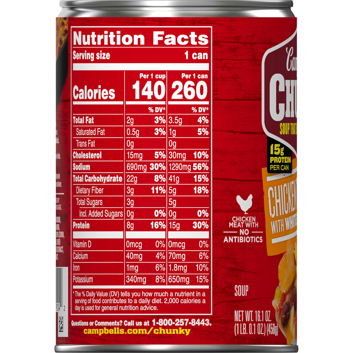 Recyclable Campbell’s Chunky Chicken Tortilla Soup can packaging for easy disposal.