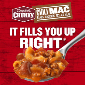 Campbell’s Chunky Chili Mac Soup bubbling on the stove pot