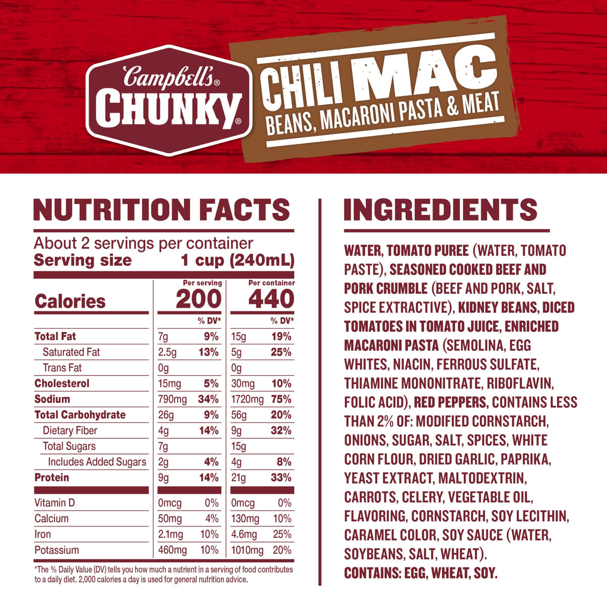 Display of Campbell’s Chunky Chili Mac Soup 12-pack on pantry shelf