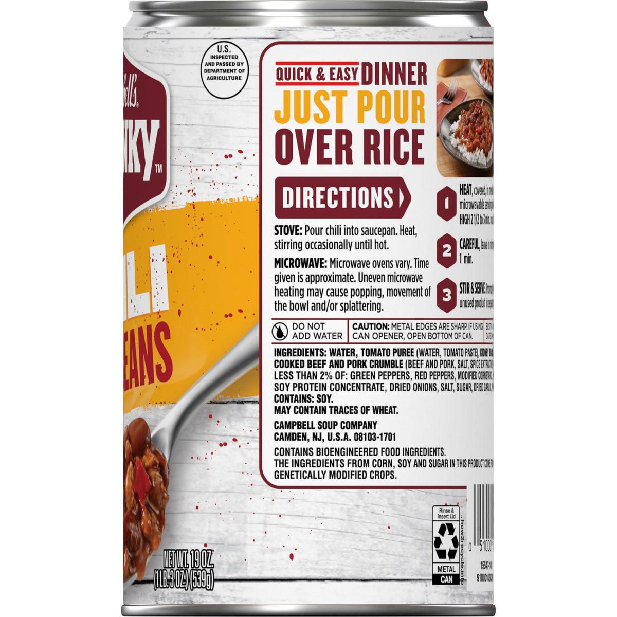 Campbell's Chunky Chili provides 14g protein per serving