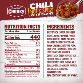 Campbell's Chunky Chili ready-to-serve meal for work or home.