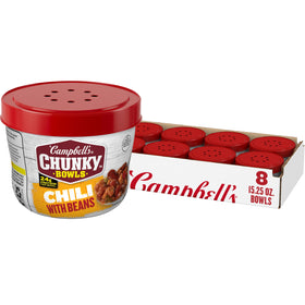 Campbell’s Chunky Chili with Beans bowl steaming hot for a filling meal