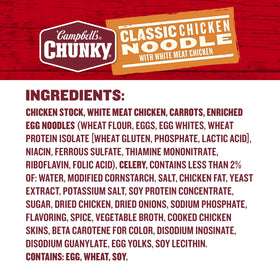 Campbells Chunky Classic Chicken Noodle with carrots and celery adds color and flavor