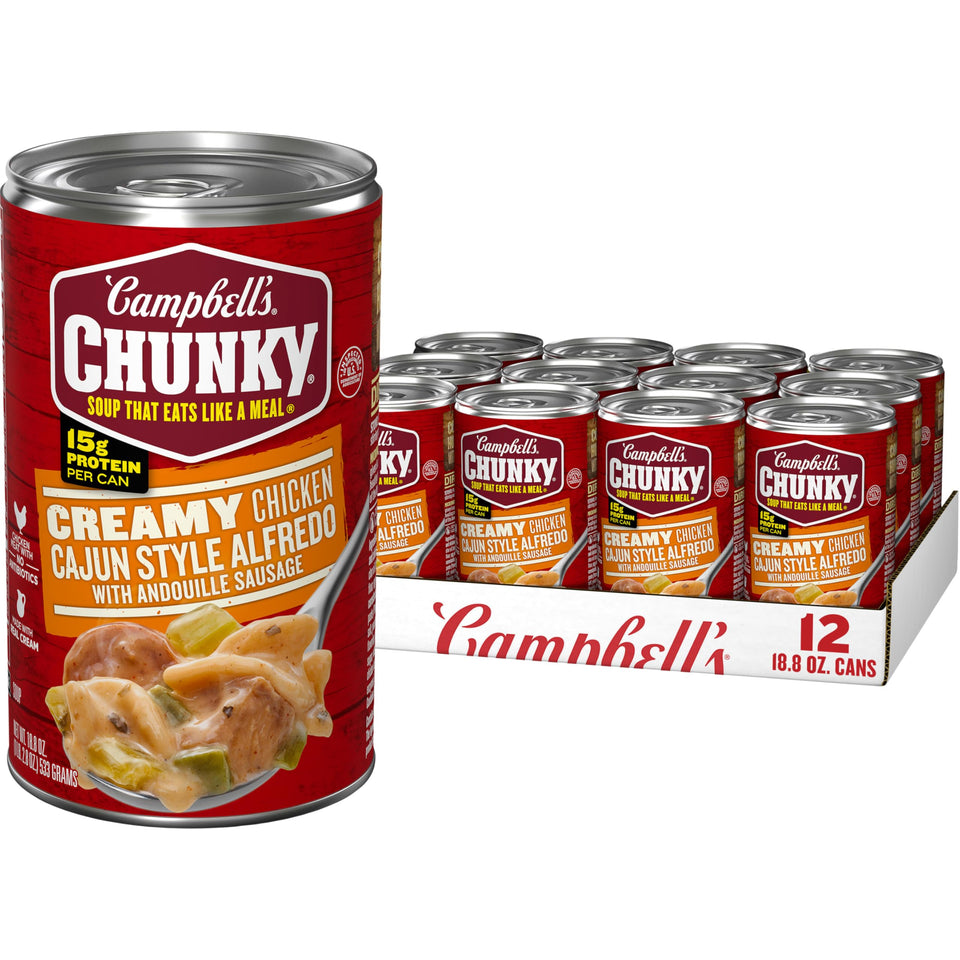 Campbell's Chunky creamy chicken Cajun Alfredo can for a hearty meal.