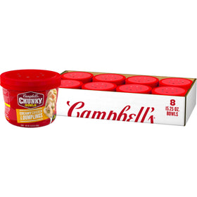Campbell's Chunky creamy chicken and dumplings in a microwavable bowl for a quick, filling meal.