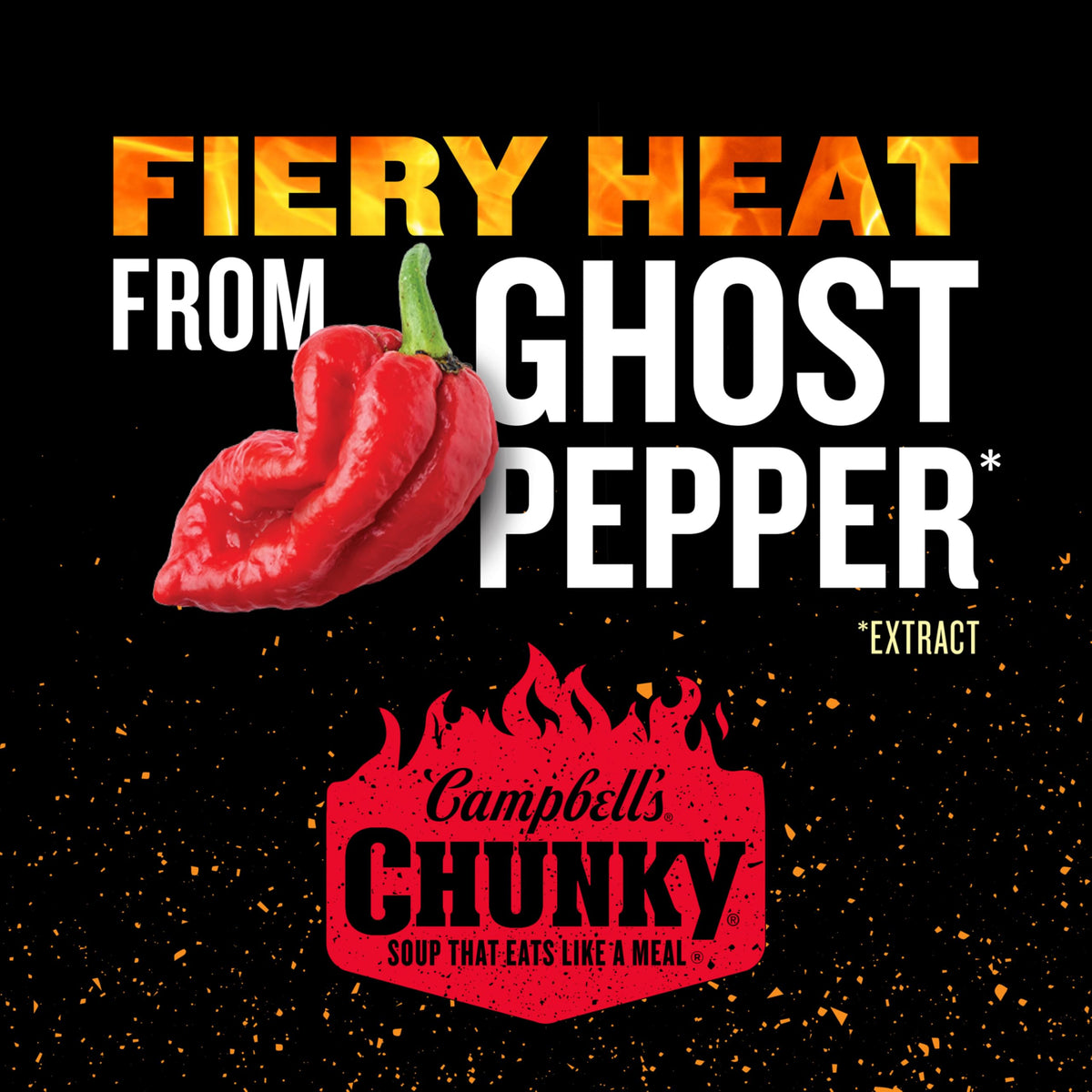 Campbell's Chunky Ghost Pepper Chicken Noodle Soup fiery broth for bold flavor