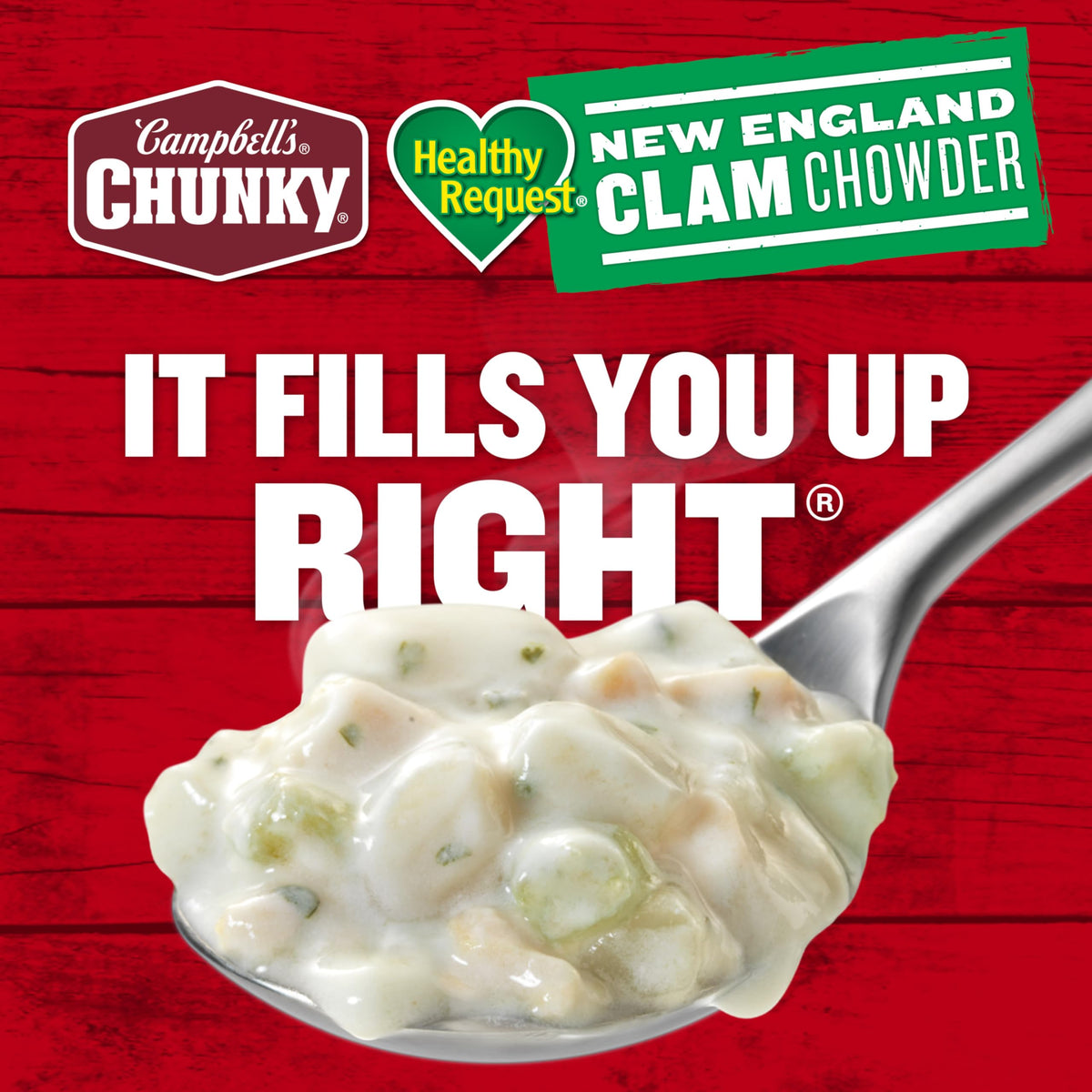 Campbell's Chunky Healthy Request clam chowder served in bread bowl; elevated comfort dinner.