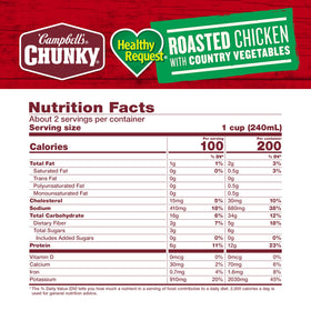 Campbell's Chunky Roasted Chicken country vegetables can back view with nutrition details