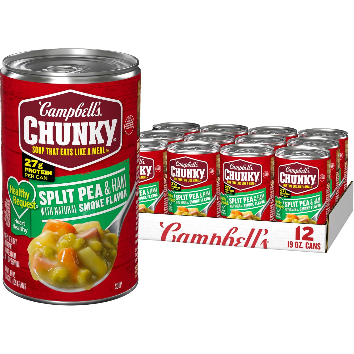 Campbell's Chunky Healthy Request Split Pea Soup with Ham can, protein-rich comfort in minutes