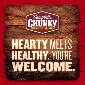 Campbell's Chunky soup shown as game-day snack option