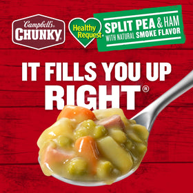 Chunks of ham, potatoes, and peas in Campbell's Chunky Split Pea soup