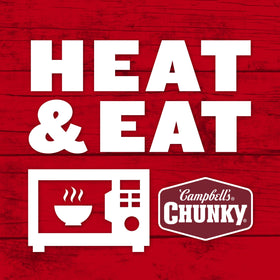 Serving bowl of hot Campbell's Chunky Split Pea Soup with ham