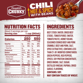 Campbell's Chunky 12-count packaging emphasizes recyclable cans for easy disposal