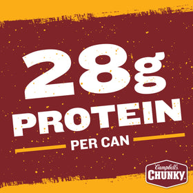 Campbell’s Chunky chili ingredients close-up with beans and peppers, protein-rich.