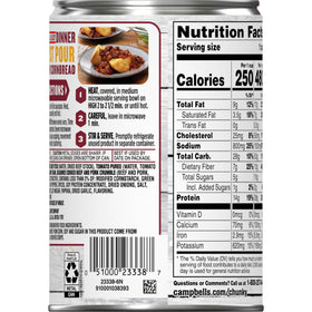 Campbell’s Chunky chili microwave heating in bowl for quick meals.