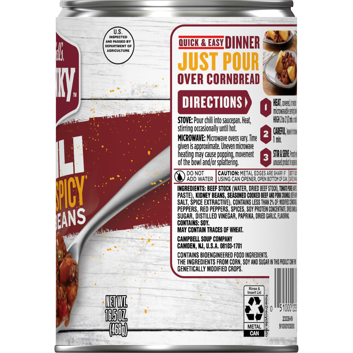 Campbell’s Chunky chili with 28g protein supports hearty meals.