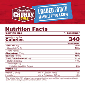 Eight-bowl case packaging of Campbell's Chunky Loaded Potato with Bacon.