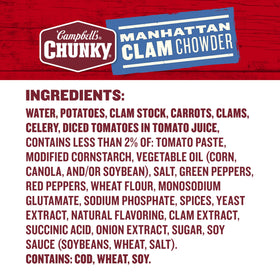 Campbell's Chunky Manhattan Clam Chowder heats over a campfire for outdoors meals.