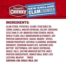 Serving bowl of Campbell's Chunky New England Clam Chowder for a cozy meal.