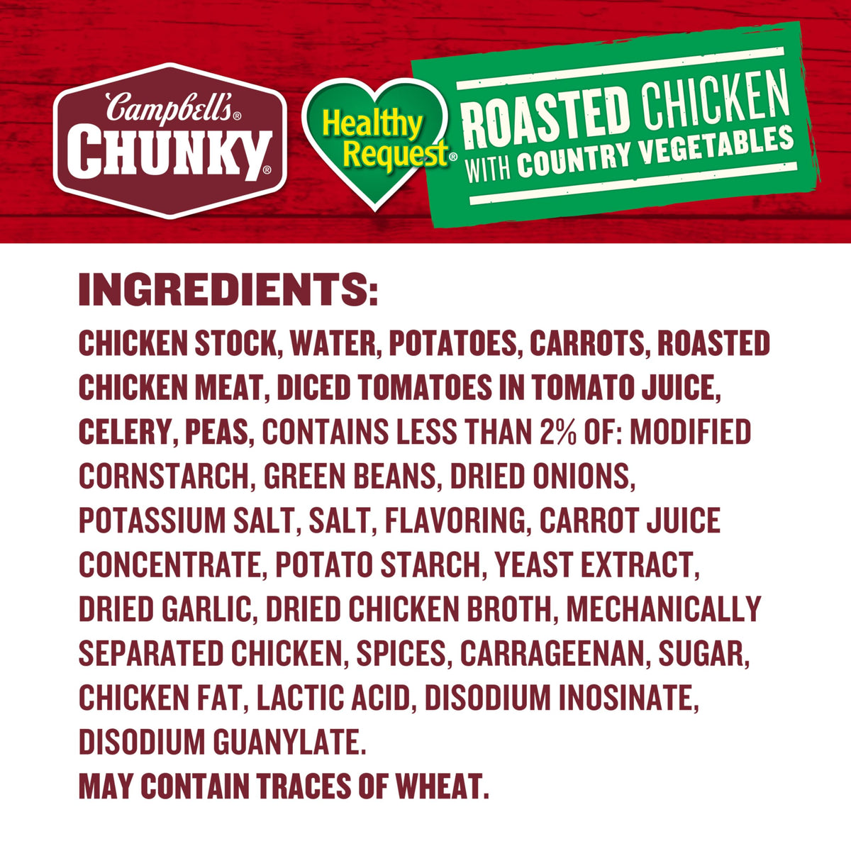 Campbell's Chunky Roasted Chicken Country Vegetables nutrition panel highlights protein per can