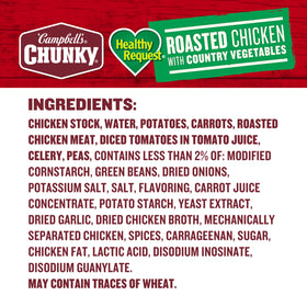 Campbell's Chunky Roasted Chicken Country Vegetables nutrition panel highlights protein per can