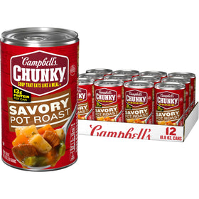 Campbell's Chunky Savory Pot Roast Soup can ready to heat for a quick meal