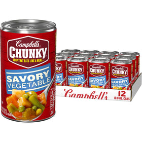 Campbell’s Chunky Savory Vegetable Soup can with hearty vegetables for a filling meal
