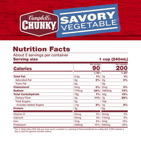 Close-up of Campbell’s Savory Vegetable Soup ingredients and veggies