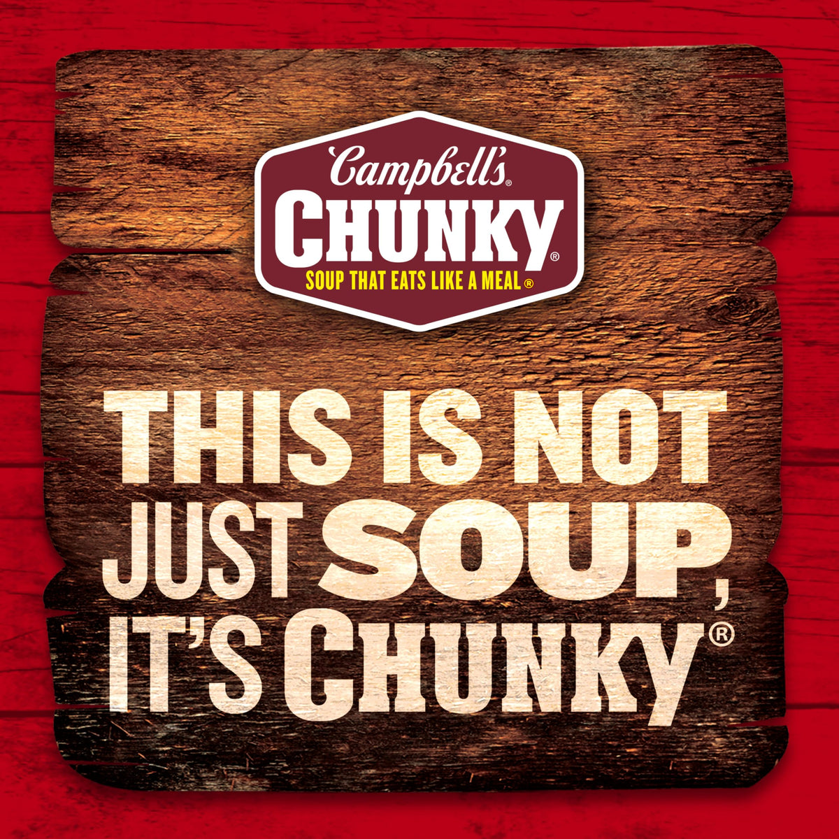 Microwave-ready Campbell’s Chunky Savory Vegetable Soup served from a bowl