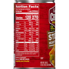 Campbell's Chunky Sirloin with potatoes and corn—protein boost during busy days.