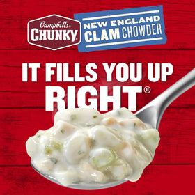 Twelve-can case of Campbell's Chunky soup for easy pantry meals.
