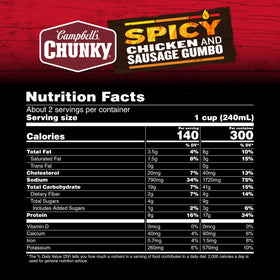 Campbell’s Chunky Gumbo with chicken and sausage pieces, ready to heat