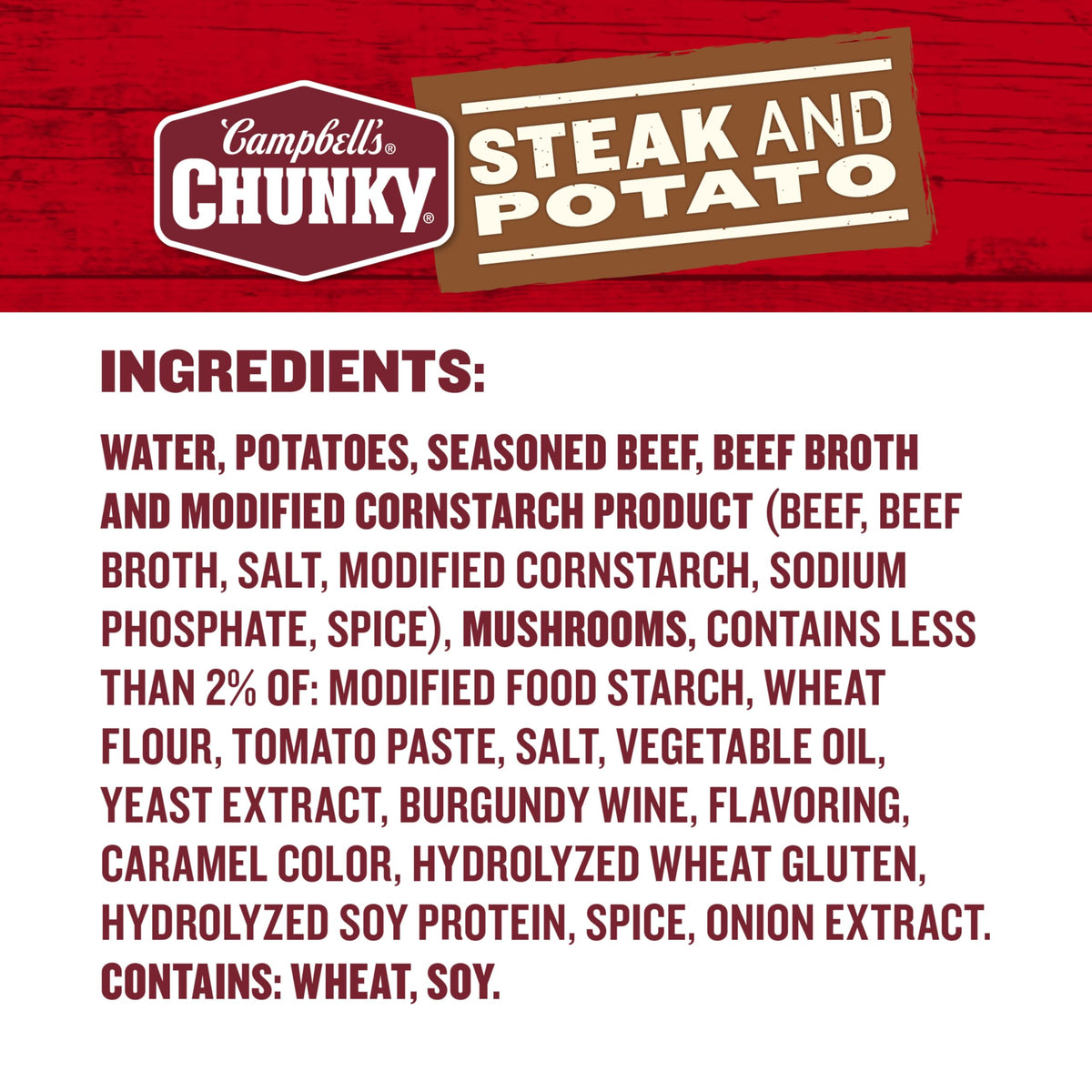 Campbell’s Chunky Steak and Potato soup in bowl ready to serve