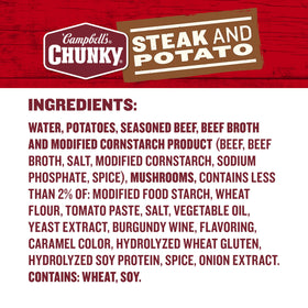Campbell’s Chunky Steak and Potato soup in bowl ready to serve