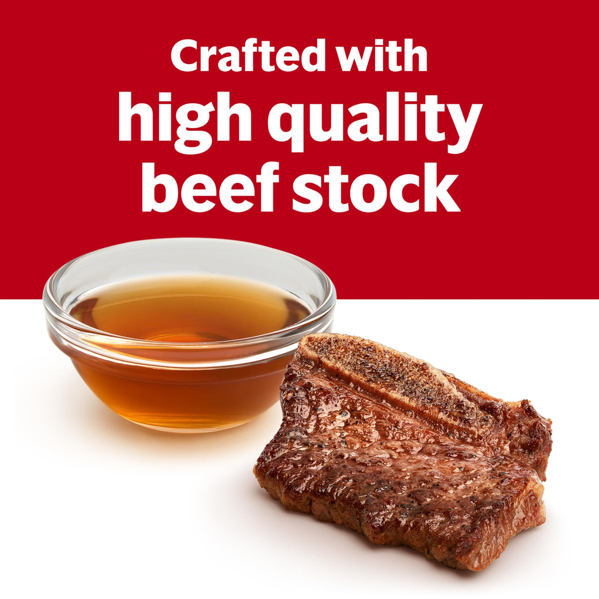 Campbell's Condensed Beef Broth simmer with ingredients; enhances soups and gravies.