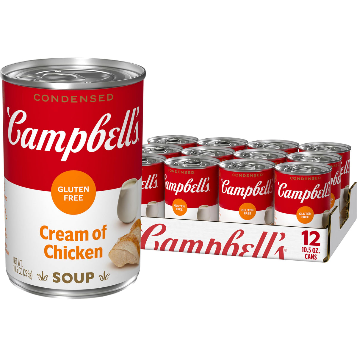 Campbell's gluten-free Cream of Chicken Soup can front view for quick meals