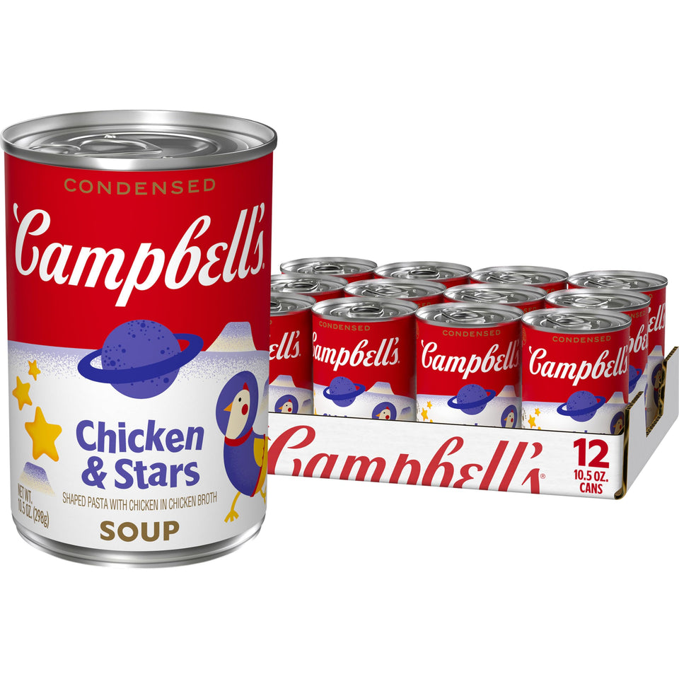 Campbell's Condensed Kids Chicken and Stars Soup can, comforting and convenient for busy weeknights.