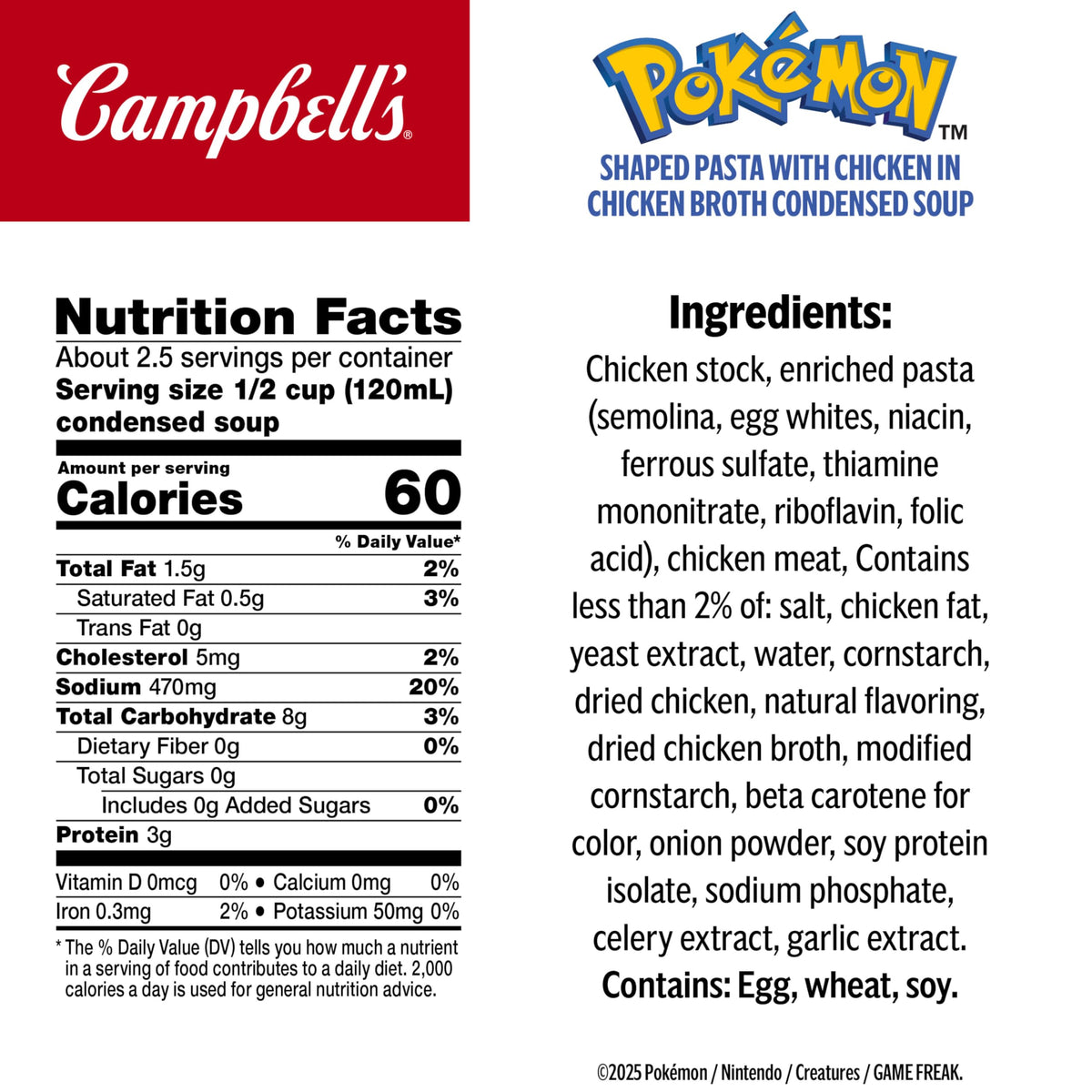 Pokémon-shaped pasta in Campbell’s soup adds playful, kid-friendly mealtime.