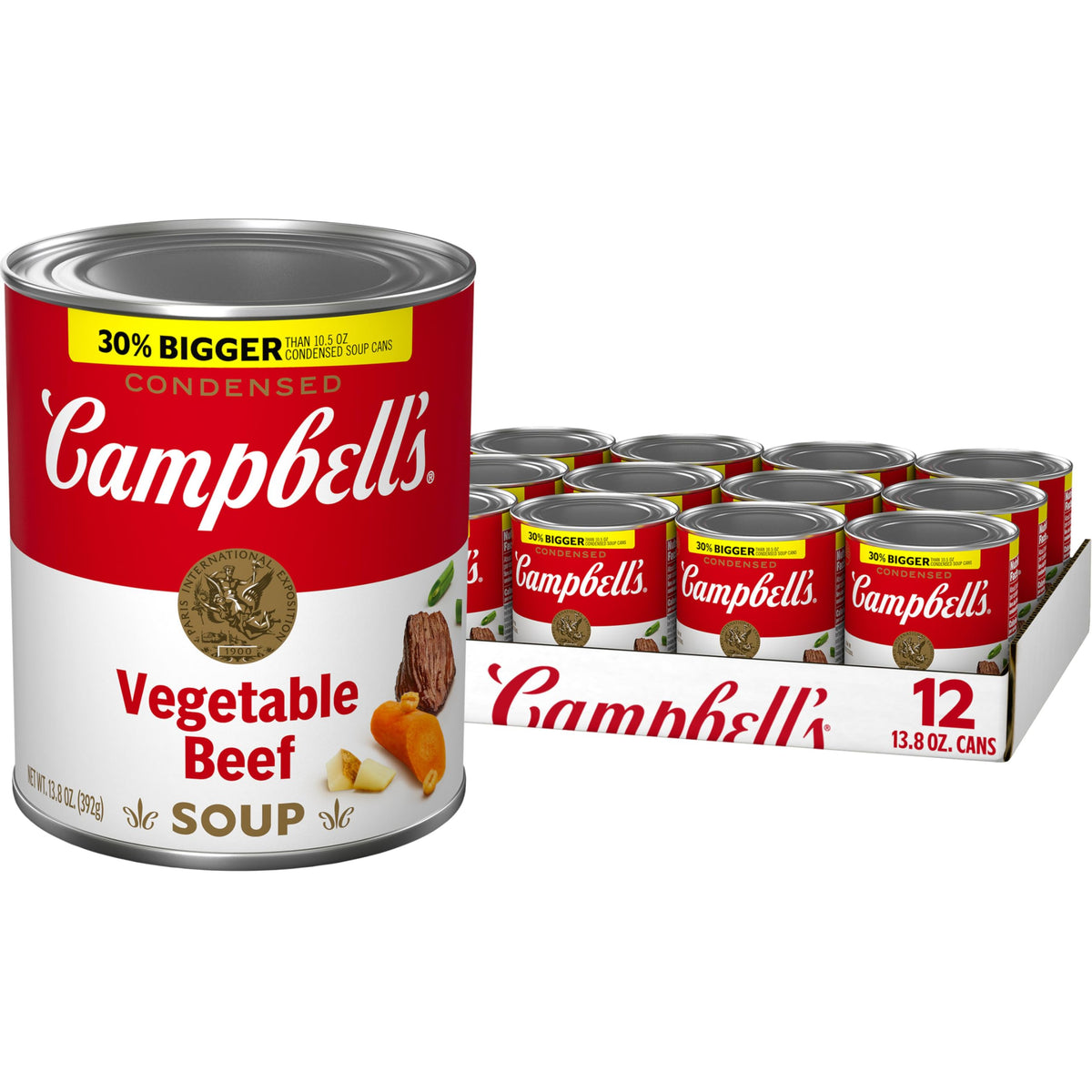 Campbell's Vegetable Beef Soup can ready to heat for a comforting lunch