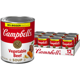 Campbell's Vegetable Beef Soup can ready to heat for a comforting lunch