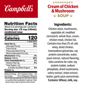 Campbell's Cream of Chicken and Mushroom Soup can opened, ready to heat and flavor