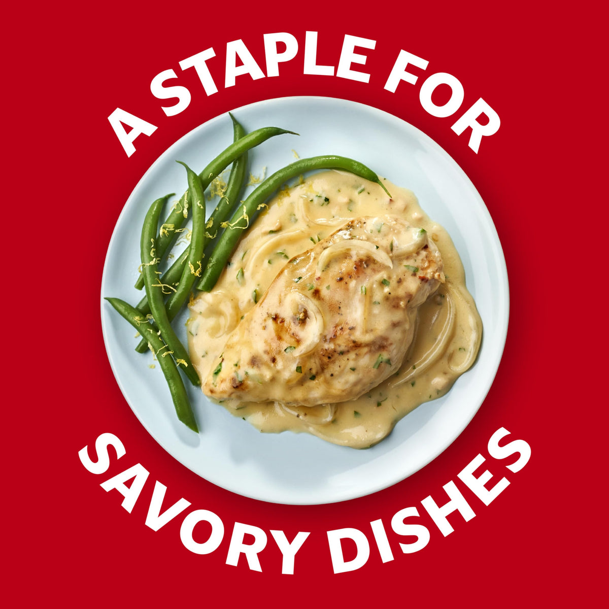 Campbell's cream of chicken soup pot pie assembly, helps create creamy fillings.