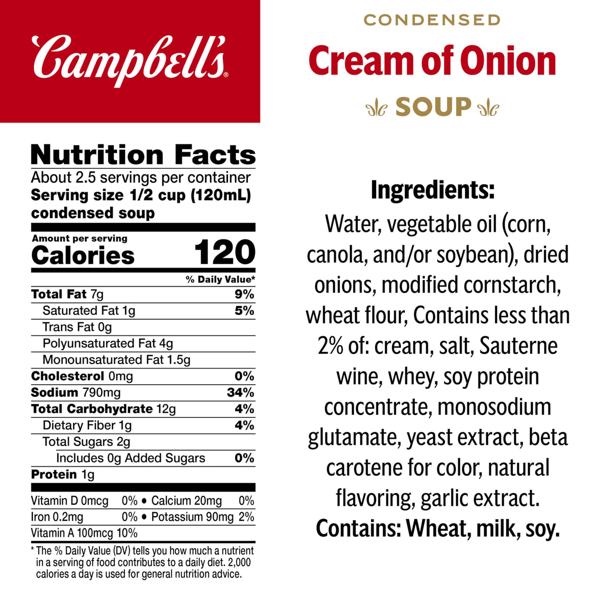 Campbell's Cream of Onion Soup texture close-up, smooth base ideal for sauces.