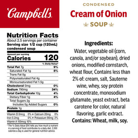 Campbell's Cream of Onion Soup texture close-up, smooth base ideal for sauces.