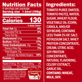 Campbell's Creamy Tomato Soup microwave-ready bowl for speedy meals.