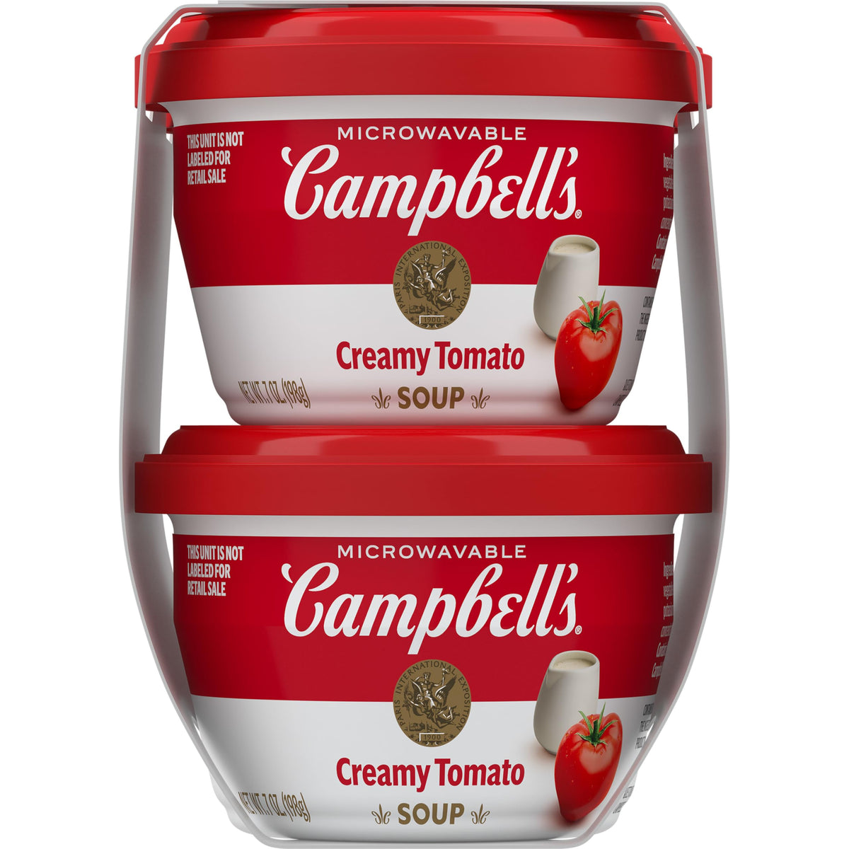 Campbell's Creamy Tomato Soup bowl on the go, convenient snack.