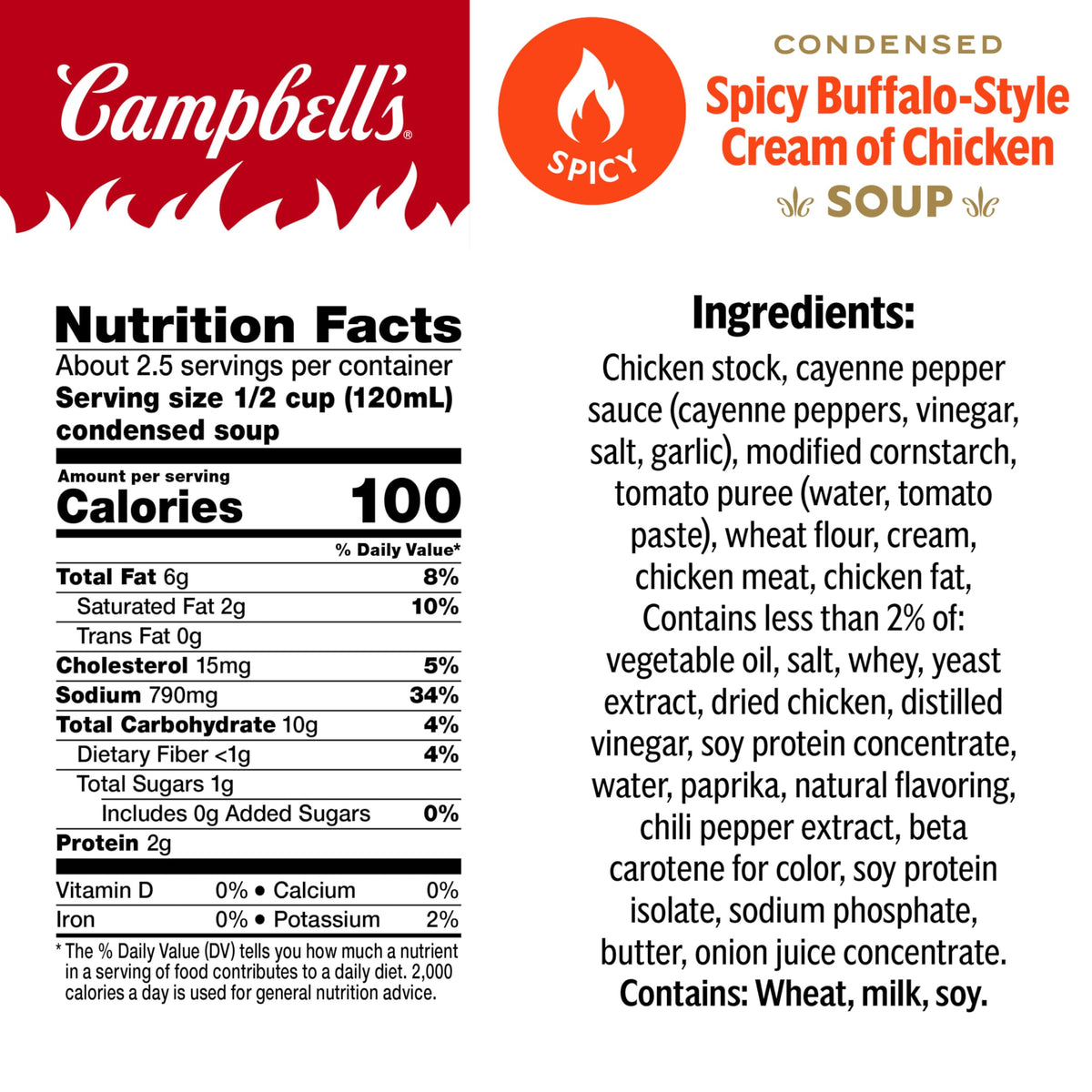 Campbell's Dip-ready Buffalo-Style Soup offers flavorful options after heating.