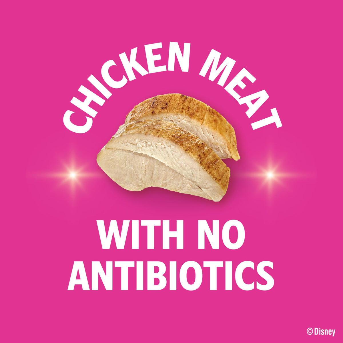 Campbell's Disney Princess soup ingredients closeup shows chicken broth and antibiotic-free chicken.