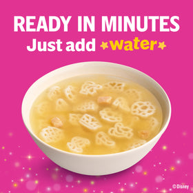 Campbell's Disney Princess soup princess shapes pasta closeup highlights fun shapes for kids.